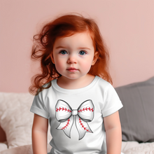 Load image into Gallery viewer, Baseball Bow Baby Tee