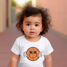 Load image into Gallery viewer, Basketball Smiley Face Baby Tee