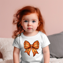 Load image into Gallery viewer, Basketball Bow Baby Tee