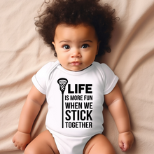 Load image into Gallery viewer, Life Is More Fun Lacrosse Baby Onesie
