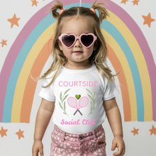 Load image into Gallery viewer, Pink Courtside Social Club Tennis Baby Tee