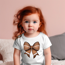 Load image into Gallery viewer, Football Bow Baby Tee