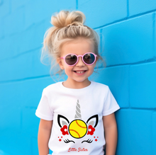 Load image into Gallery viewer, Little Sister Unicorn Softball Toddler T-shirt
