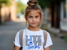 Load image into Gallery viewer, Live Love Swim Youth T-Shirt
