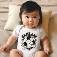 Load image into Gallery viewer, Retro Game Day Soccer Baby Onesie
