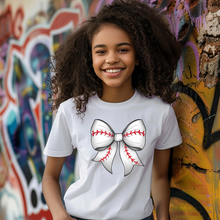 Load image into Gallery viewer, Baseball Bow Teen T-shirt