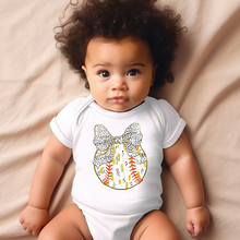 Load image into Gallery viewer, Glitter Softball Baby Onesie