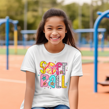 Load image into Gallery viewer, Colorful Softball Youth T-shirt