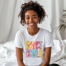 Load image into Gallery viewer, Colorful Softball Teen T-shirt