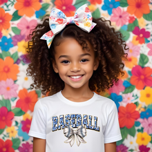 Load image into Gallery viewer, Blue Floral Baseball Coquette Youth T-shirt