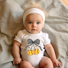 Load image into Gallery viewer, Softball Cherries Baby Onesie
