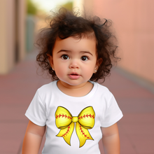 Load image into Gallery viewer, Softball Bow Baby Tee