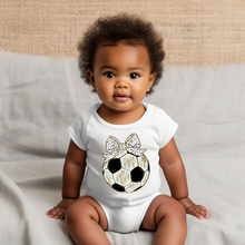 Load image into Gallery viewer, Soccer Brushstroke Coquette Baby Onesie
