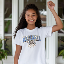 Load image into Gallery viewer, Blue Floral Baseball Coquette Teen T-shirt