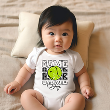 Load image into Gallery viewer, Sparkle Game Day Tennis Baby Onesie