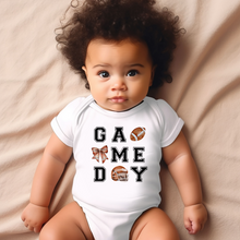 Load image into Gallery viewer, Game Day Football Coquette Baby Onesie