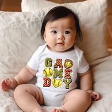 Load image into Gallery viewer, Softball Game Day Baby Onesie