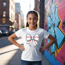 Load image into Gallery viewer, Baseball Bow Youth T-shirt