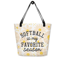 Load image into Gallery viewer, Softball Favorite Season Large Tote Bag