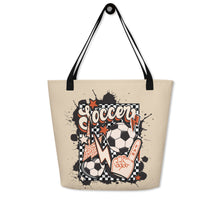 Load image into Gallery viewer, Retro Soccer All-Over Print Large Tote Bag
