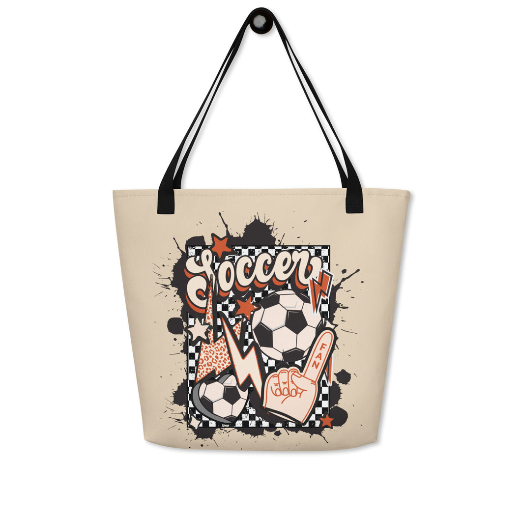 Retro Soccer All-Over Print Large Tote Bag