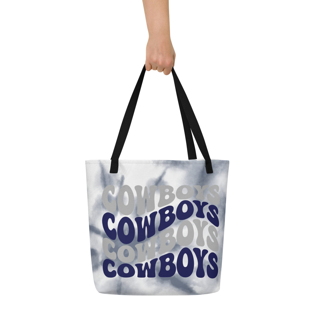 Cowboys Wave All-Over Print Large Tote Bag(NFL)