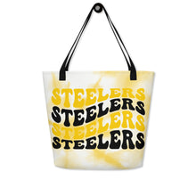 Load image into Gallery viewer, Steelers Wave All-Over Print Large Tote Bag(NFL)