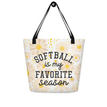 Load image into Gallery viewer, Softball Favorite Season Large Tote Bag