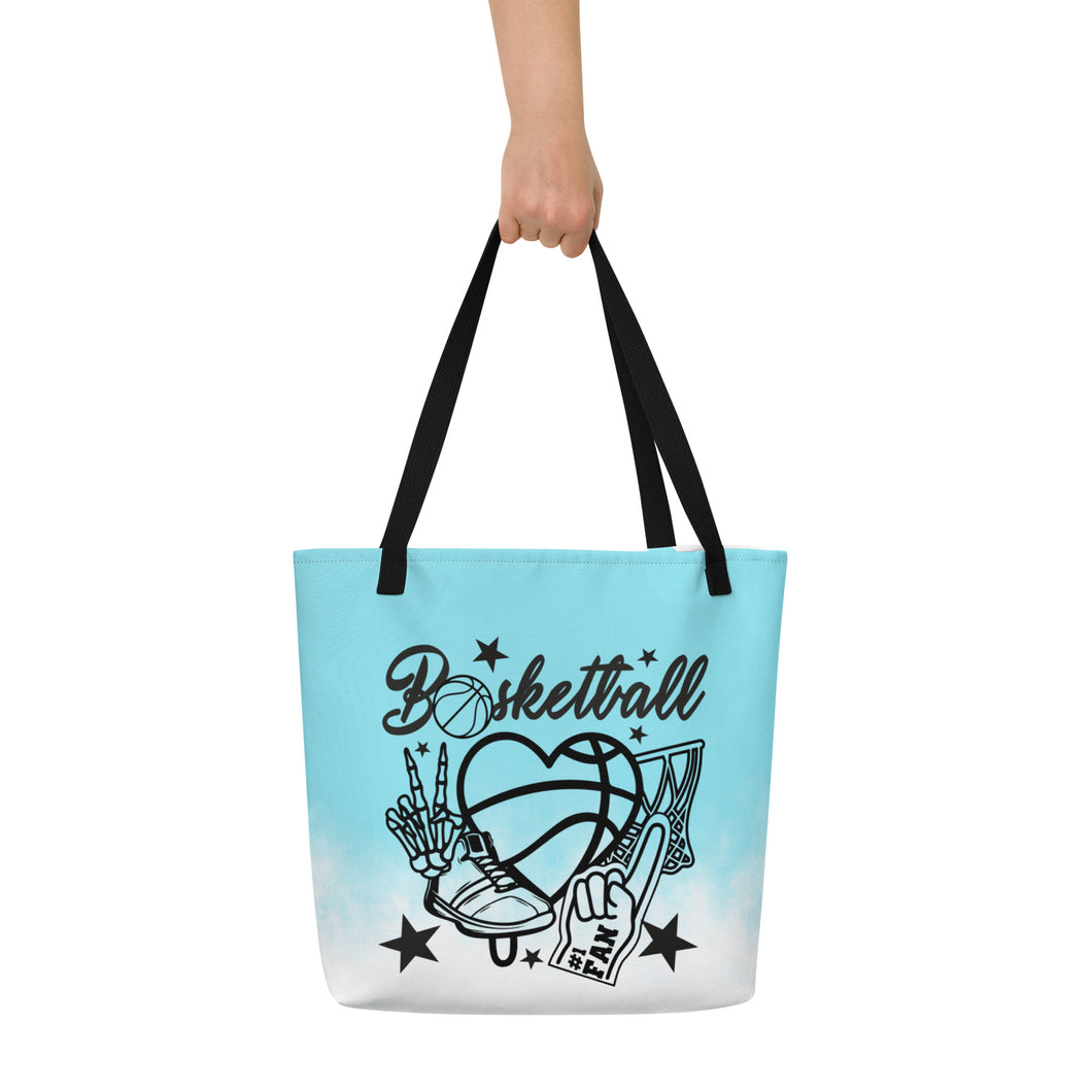 Basketball All-Over Print Large Tote Bag