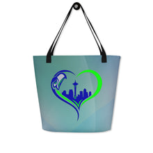 Load image into Gallery viewer, Seahawks Heart All-Over Print Large Tote Bag(NFL)