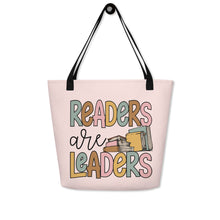 Load image into Gallery viewer, Readers Are Leaders All-Over Print Large Tote Bag