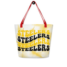 Load image into Gallery viewer, Steelers Wave All-Over Print Large Tote Bag(NFL)