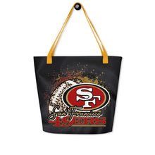 Load image into Gallery viewer, SF 49ers Splatter All-Over Print Large Tote Bag(NFL)