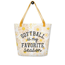 Load image into Gallery viewer, Softball Favorite Season Large Tote Bag