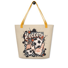 Load image into Gallery viewer, Retro Soccer All-Over Print Large Tote Bag

