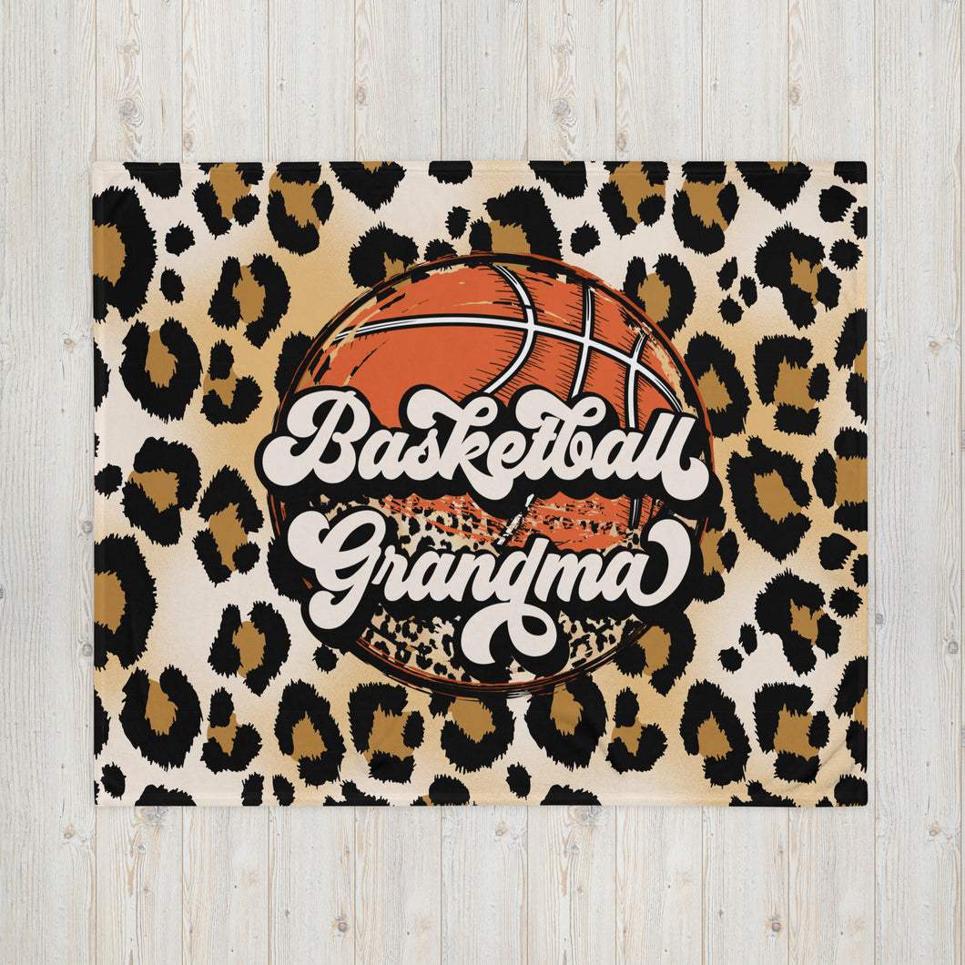 Basketball Grandma Leopard Throw Blanket