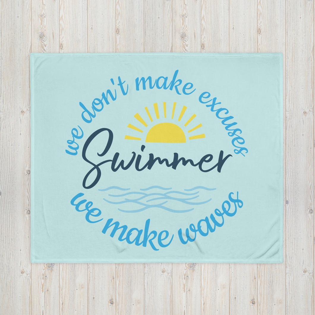 No Excuses Swimmer Throw Blanket