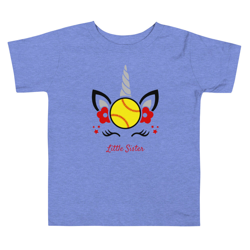 Little Sister Unicorn Softball Toddler T-shirt