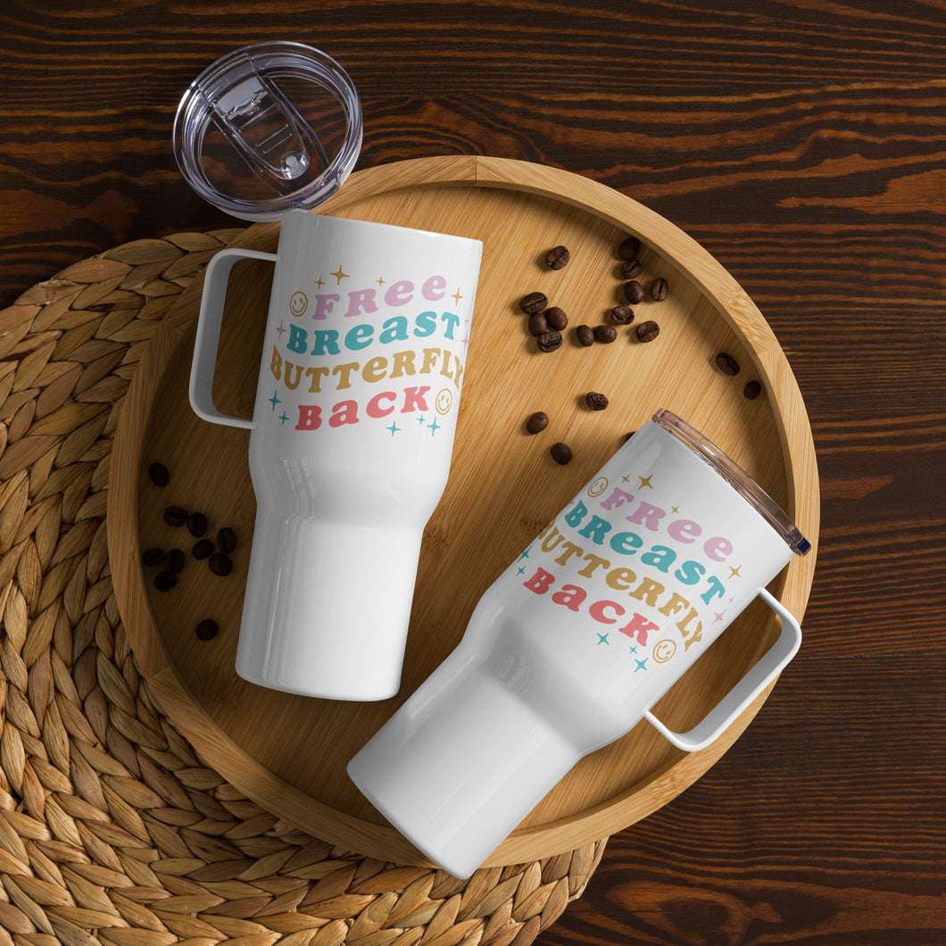 Free-Breast-Butterfly-Back Swimmer Travel Mug With A Handle