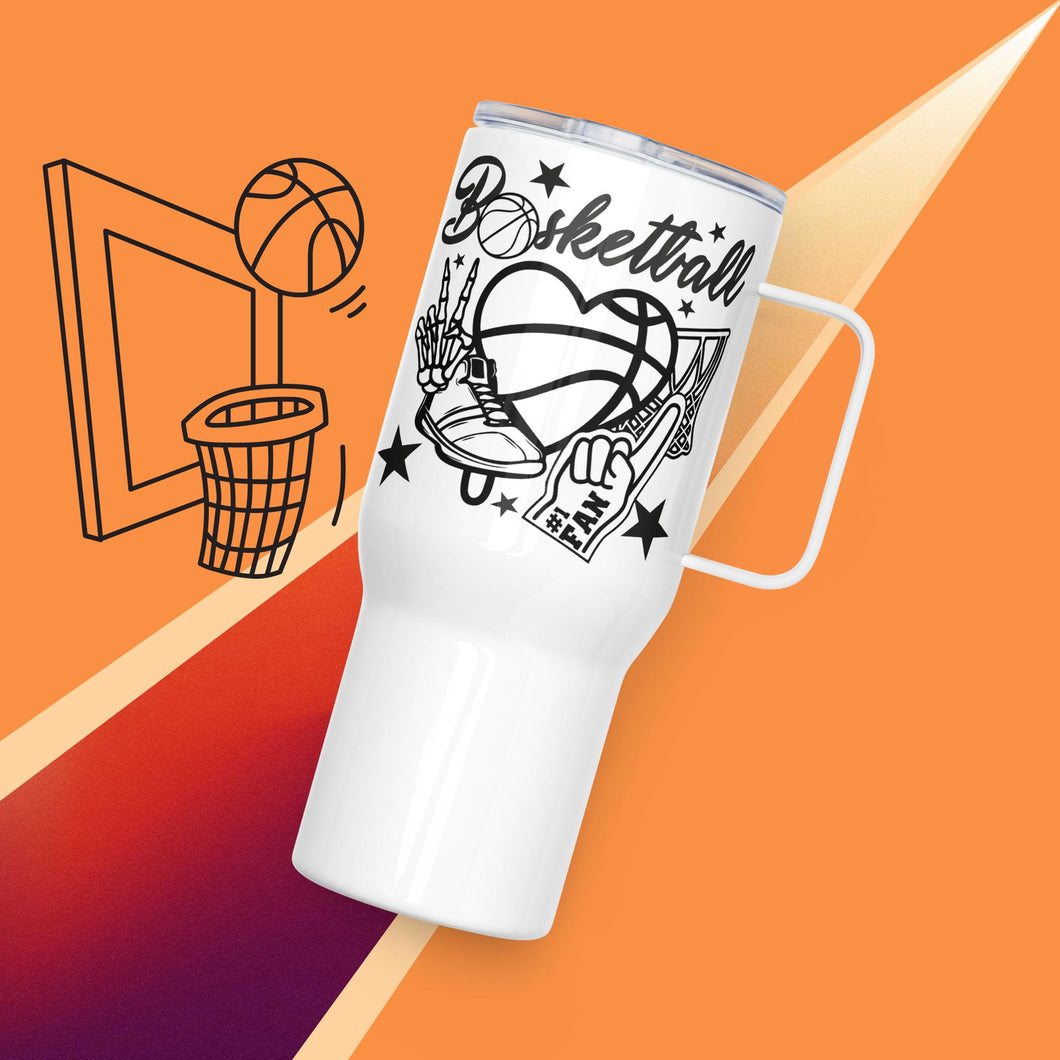 Basketball Fan Travel Mug With A Handle