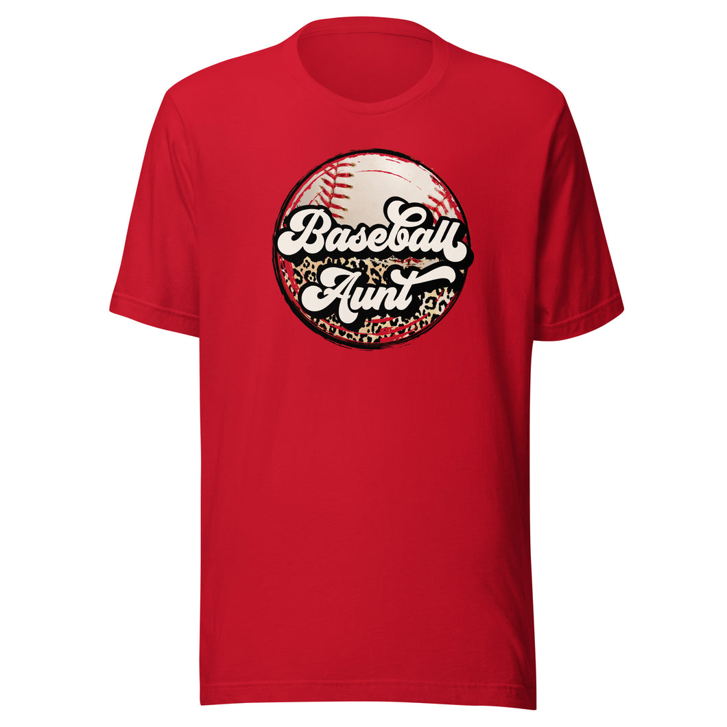Baseball Aunt Leopard T-shirt