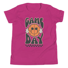 Load image into Gallery viewer, Game Day Basketball Smiley Face Youth T-shirt