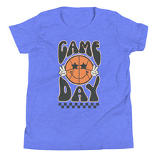 Load image into Gallery viewer, Game Day Basketball Smiley Face Youth T-shirt