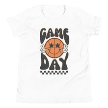 Load image into Gallery viewer, Game Day Basketball Smiley Face Youth T-shirt