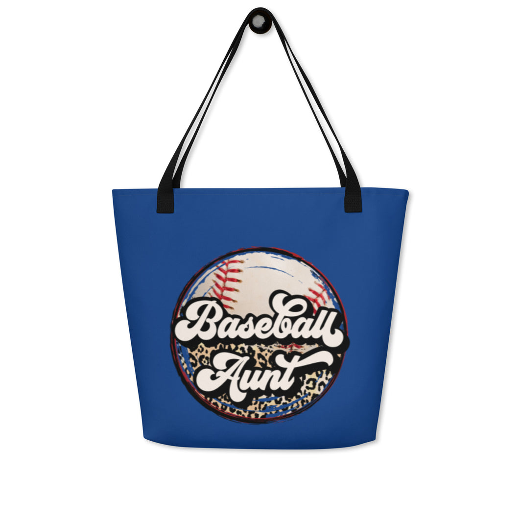 Baseball Aunt Print Both Sides Large Tote Bag