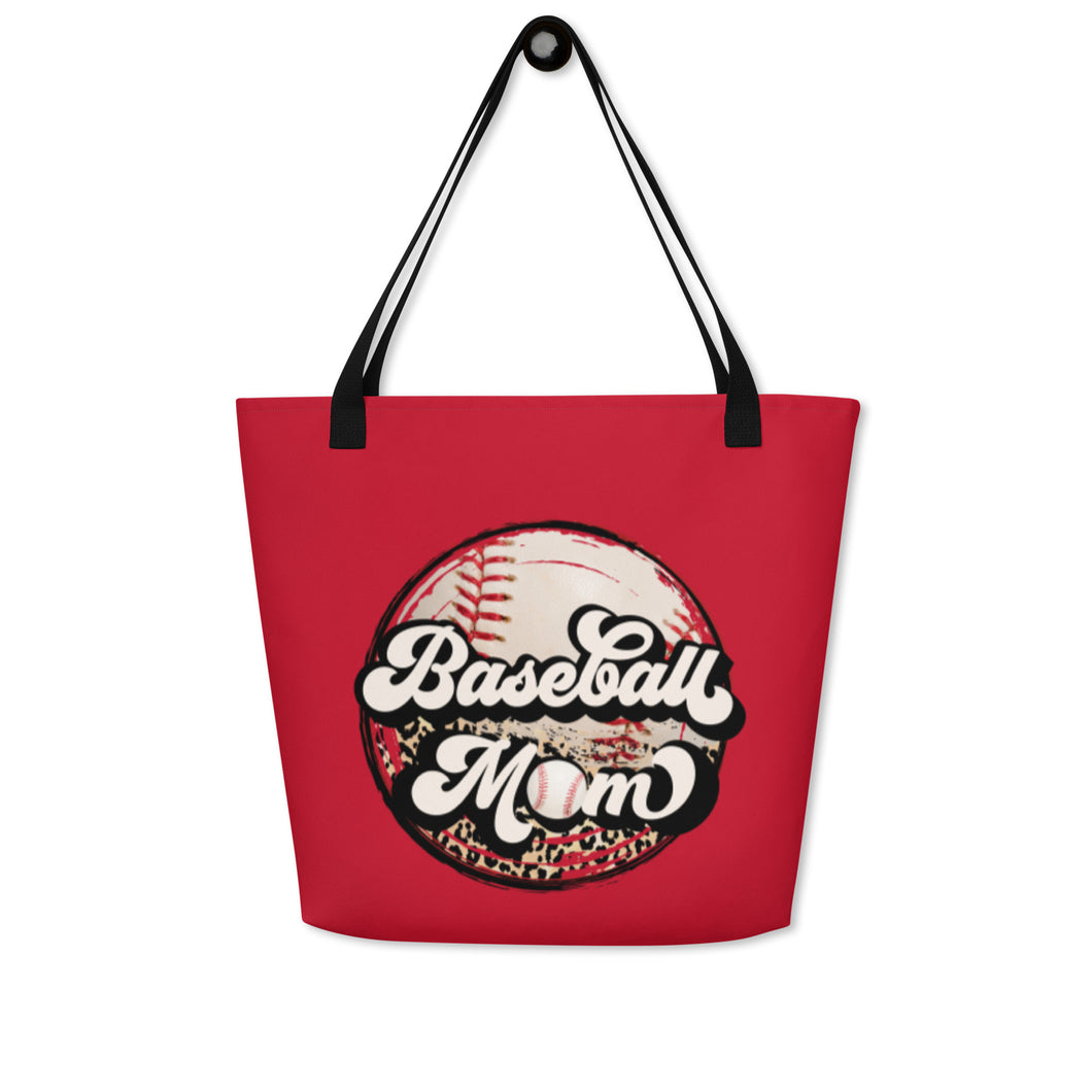 Baseball Mom Print Both Sides Large Tote Bag