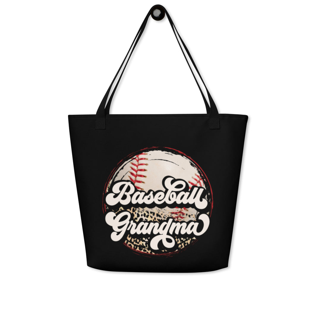 Baseball Grandma Print Both Sides Large Tote Bag