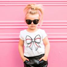 Load image into Gallery viewer, Baseball Bow Toddler Tee
