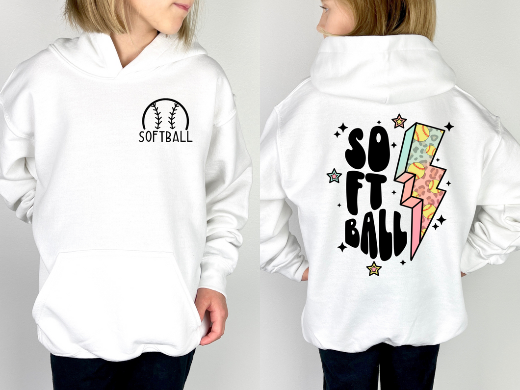 Softball Grunge Youth Hoodie