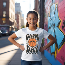 Load image into Gallery viewer, Game Day Basketball Smiley Face Youth T-shirt
